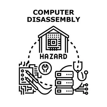 Computer disassembly hazard and electronic repair concept Stock Illustration
