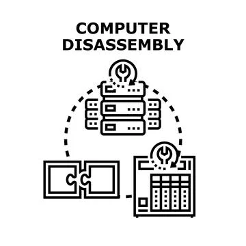 Computer disassembly process in data center environment イラスト素材