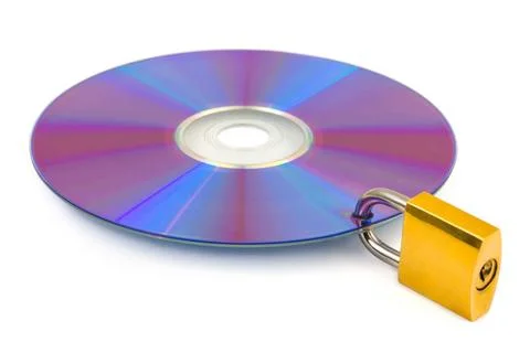 Computer disk and lock Computer disk and lock isolated on white background... Stock Photos