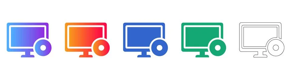 Computer Disk Drive Media Icon Set 스톡 일러스트
