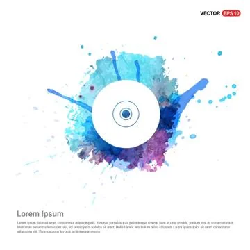 Computer disk icon  - Watercolor Background Stock Illustration