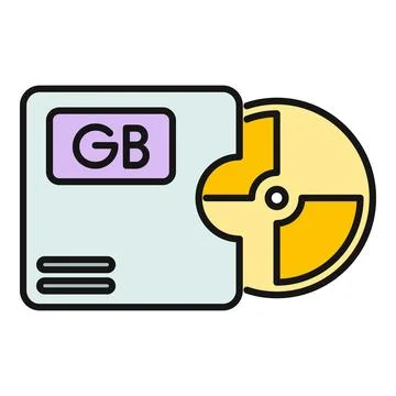 Computer disk storage icon showing gigabyte capacity Stock Illustration
