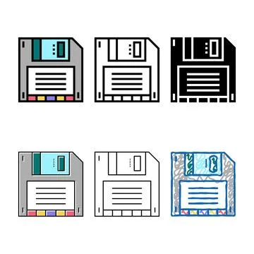 Computer diskette color icon mix vector sign Stock Illustration