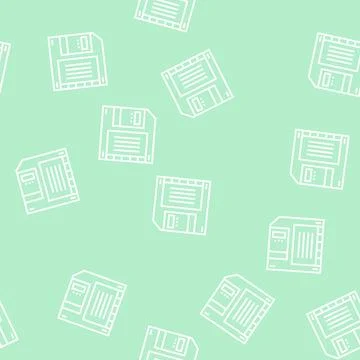 Computer diskette line seamless pattern sign 库存插图