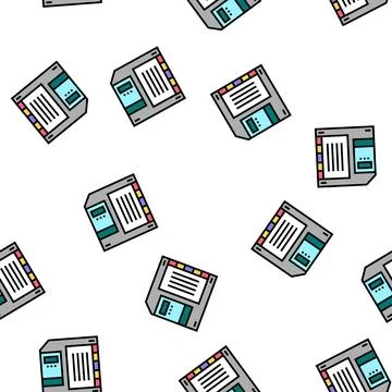 Computer diskette vector seamless pattern sign 库存插图