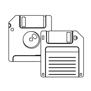 Computer diskettes isolated black and white Stock Illustration