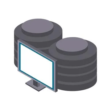 Computer with disks isometric Illustrazione stock