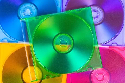 Computer disks in multiciolored boxes 写真素材