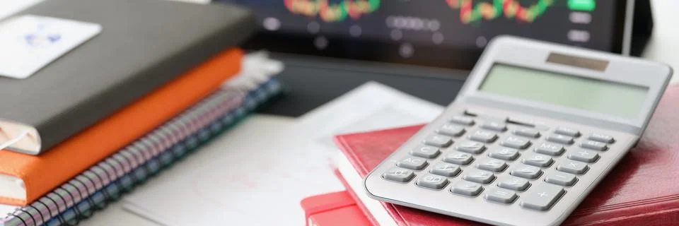 Computer display with abstract financial graph, financial and trading closeup Stock Photos