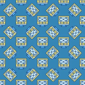 Computer Display with AI Smartphone vector Artificial Intelligence colored .. Stock Illustration