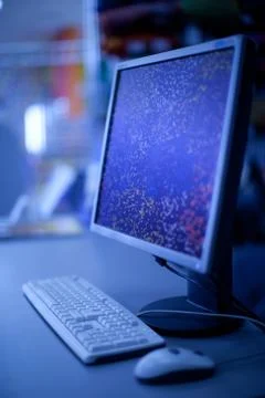 Computer display and keyboard Foto stock