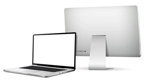 Computer display back side and laptop blank screen Stock Illustration