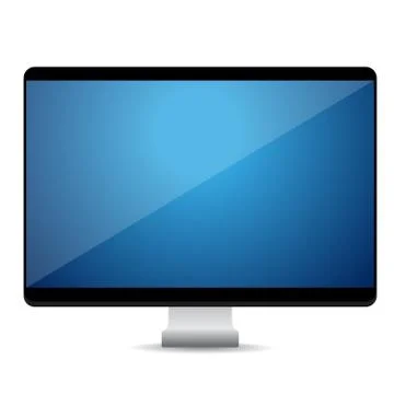 Computer display with blank blue screen vector Stock Illustration