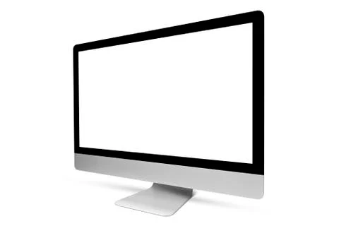 Computer display with blank mockup screen on white background. 写真素材