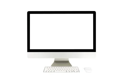 Computer display with blank screen and wireless keyboard Foto stock