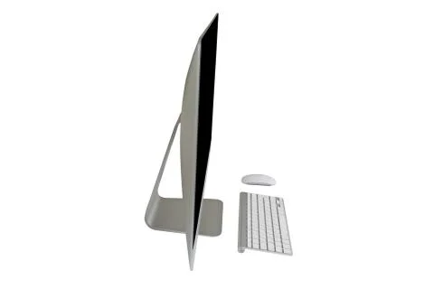 Computer display with blank screen and wireless keyboard Stock Photos