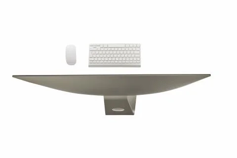 Computer display with blank screen and wireless keyboard Foto stock