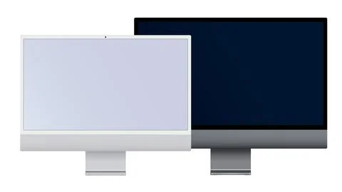 Computer display with blank screen. Computer monitor mockup banner. Desktop Stock Illustration