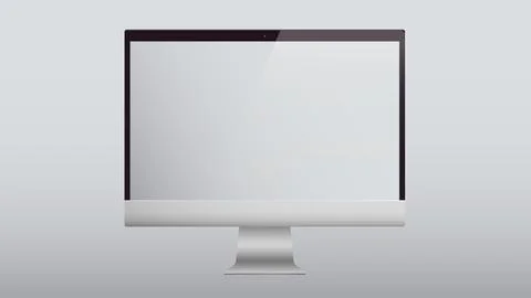 Computer display with blank screen. Computer display isolated. Screen with black Stock Illustration