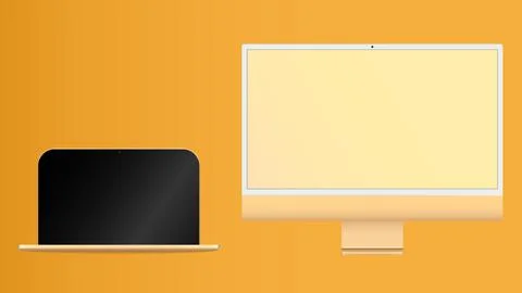 Computer display with blank screen. Computer display isolated. Desktop modern Illustrazione stock