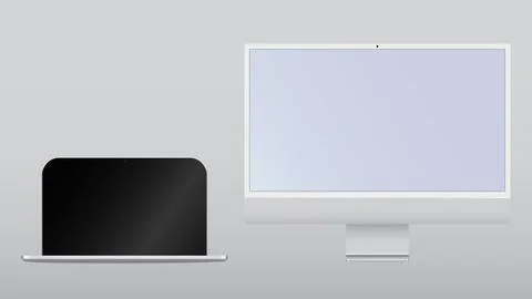 Computer display with blank screen. Screen computer monitor. Blank screen for Stock Illustration
