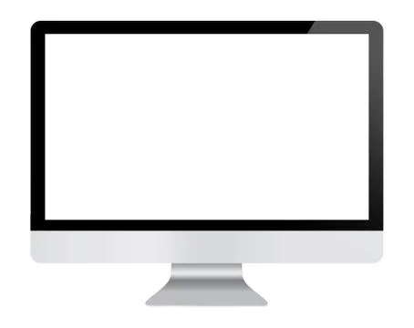 Computer display with blank white screen. front view. Stock Illustration