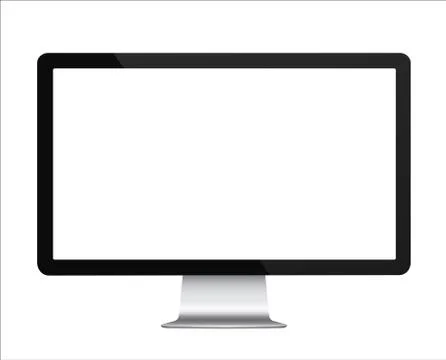 Computer display with blank white screen isolated. Vector illustration Illustrazione stock