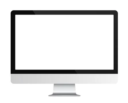 Computer display with blank white screen isolated. Vector illustration Illustrazione stock