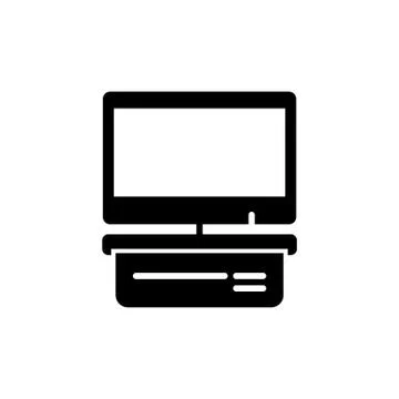 Computer display with blank white screen. Vector Stock Illustration