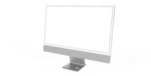 Computer display with blank white screen 3d grey Stock Illustration