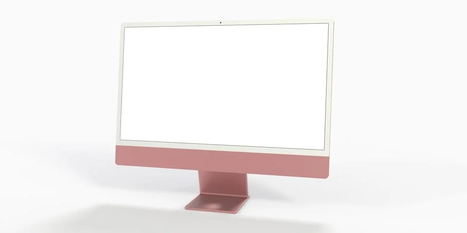 Computer display with blank white screen 3d Stock Illustration