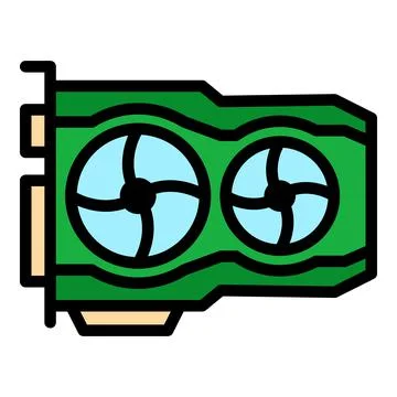 Computer display card icon color outline vector Stock Illustration