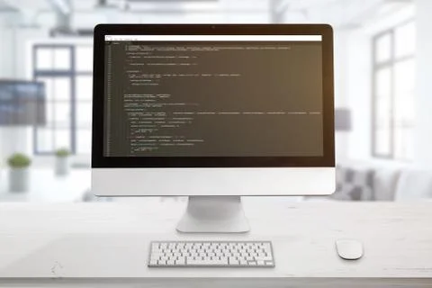Computer display with code editor. The concept of a developer workplace. The  Stock Photos