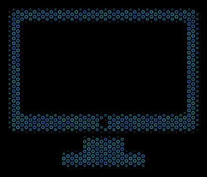 Computer Display Collage Icon of Halftone Spheres Stock Illustration