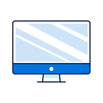 Computer display color line icon. Front view. Electronic device. Pictogram fo Illustrazione stock