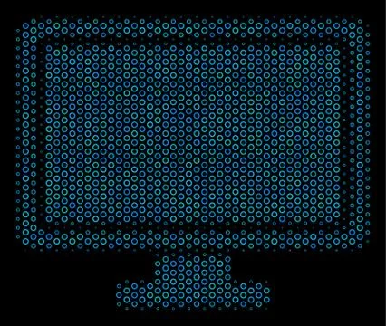 Computer Display Composition Icon of Halftone Circles Stock Illustration