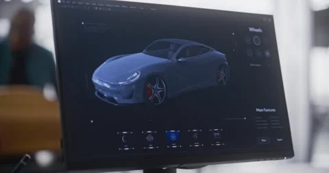 Computer Display with Concept Car 3D Design Video stock 260702836