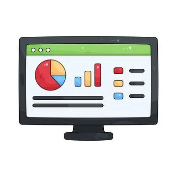 Computer display with dashboard Stock Illustration