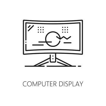 Computer display electronic hardware line icon Illustrazione stock