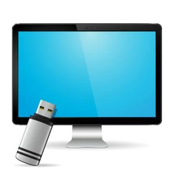 Computer display with flash drive 스톡 일러스트