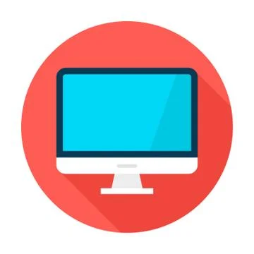 Computer Display Flat Circle Icon Illustrazione stock