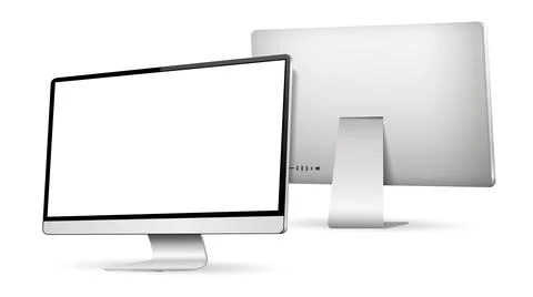 Computer display front and back view Illustrazione stock