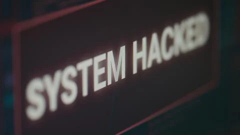 Computer display with hacking alert and system crash Stock Photos
