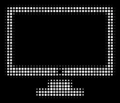 Computer Display Halftone Icon Stock Illustration