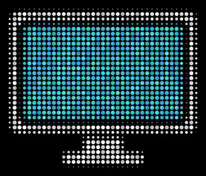 Computer Display Halftone Icon Stock Illustration