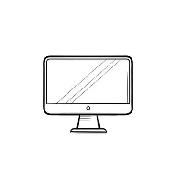 Computer display hand drawn outline doodle icon. Stock Illustration
