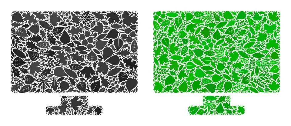 Computer Display Icon Botany Collage of Leaves Stock Illustration