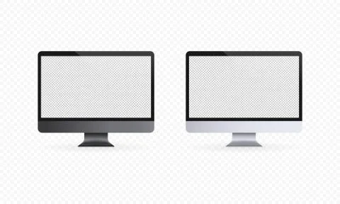 Computer display icon. Realistic computer monitor. Light and dark theme. Blan Stock Illustration