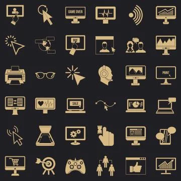 Computer display icons set, simple style Stock Illustration