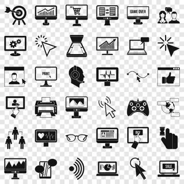 Computer display icons set, simple style Stock-Illustration
